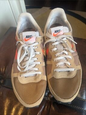 Nike Beige and Orange Retro Low-Top Sneakers
